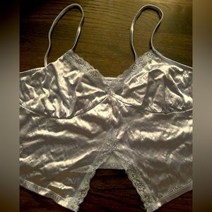 XXL woman crop top Silk light blue